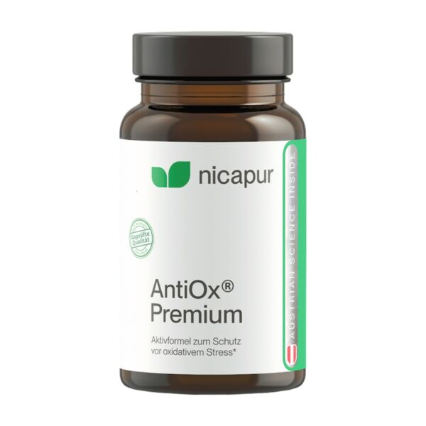 Nicapur Antiox Premium Nahrungsergänzungsmittel für den Zellschutz.