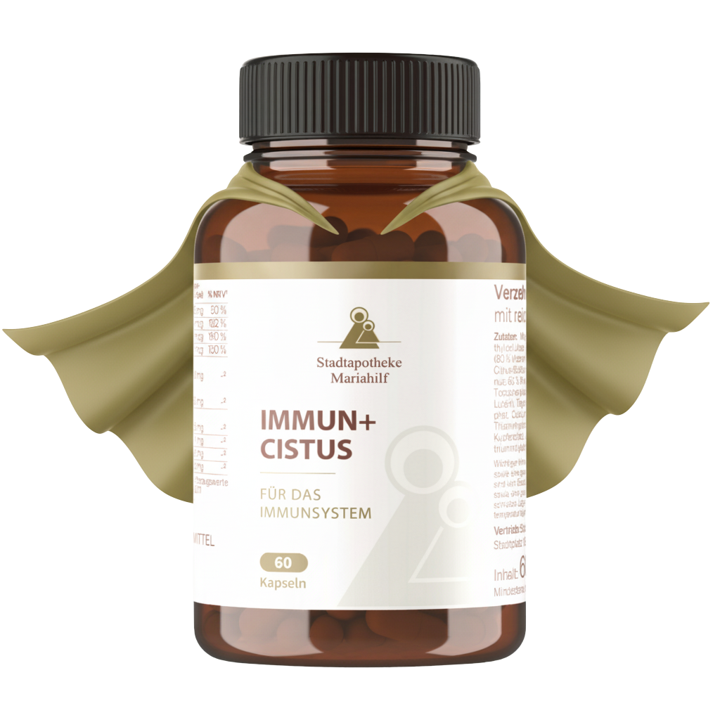 Nahrungergänzungsmittel Imun+Cistus mit Superheldenumhang für ein starkes Immunsystm