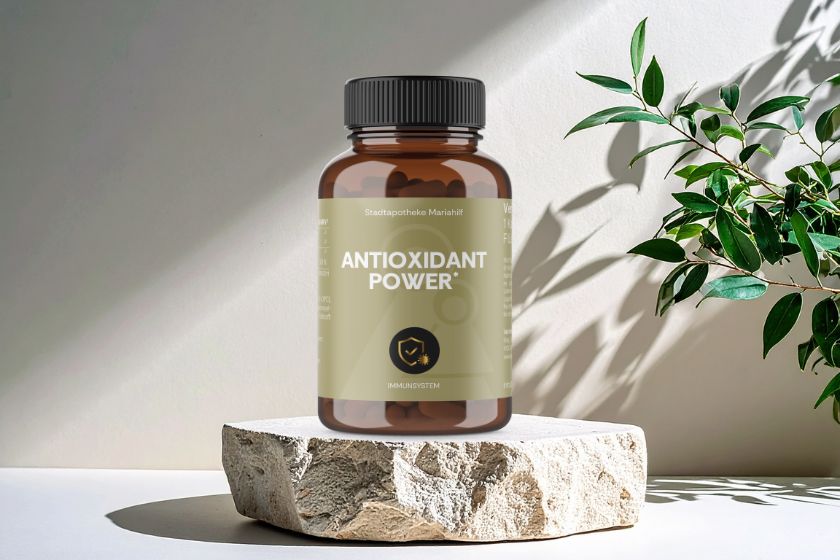 Nahrungsergänzungsmittel Antioxdant Power auf einem Sockel