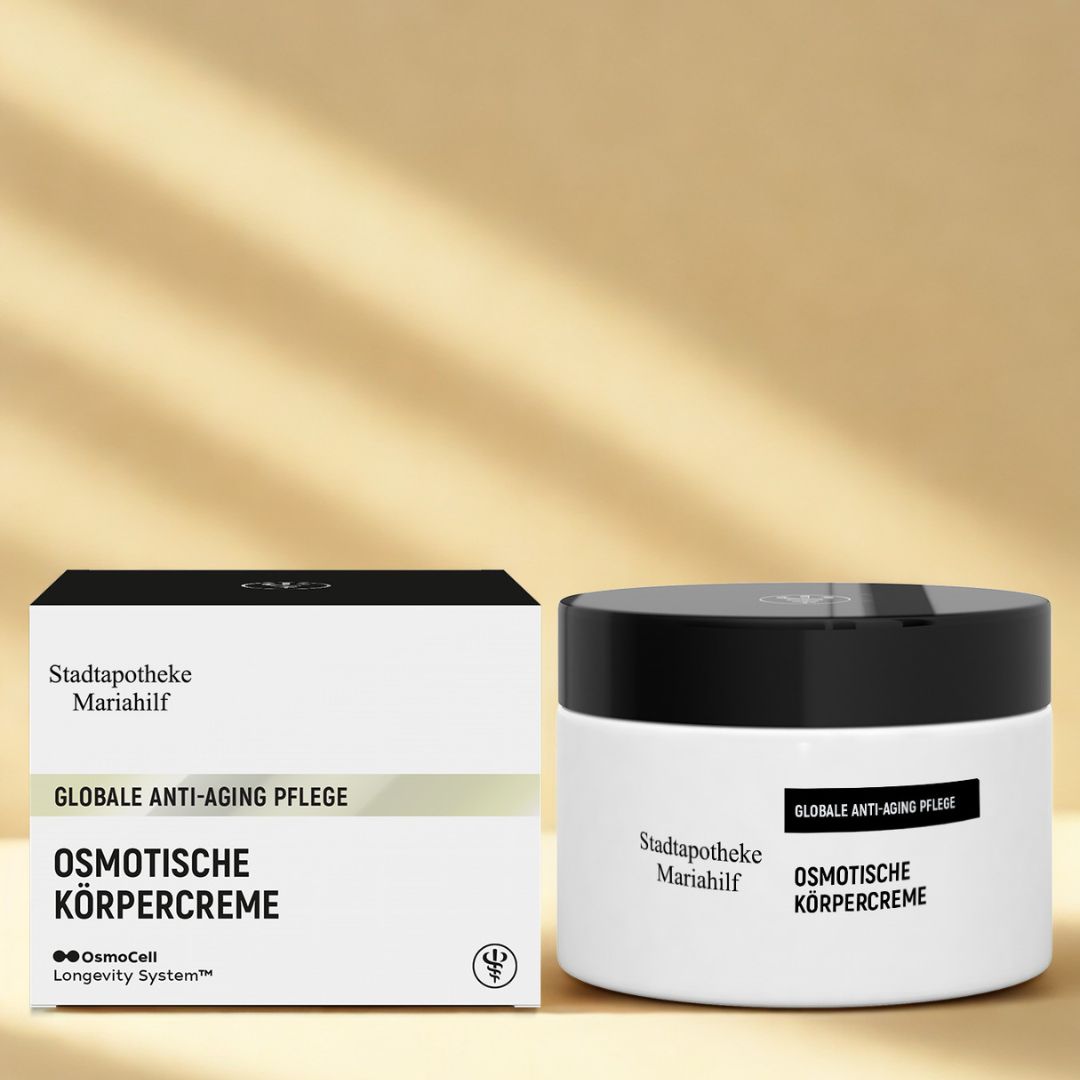 Produktbild osmotische Körpercreme auf mattem Hintergrund