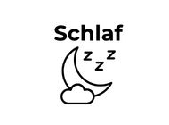 Icon Mond mit zzz als Symbol für Schlaf mit Überschrift Schlaf